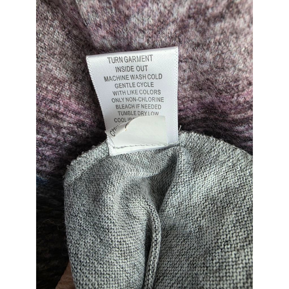 Women's One World Cowl Neck Sweater L Purple Gray Striped - Picture 6 of 6